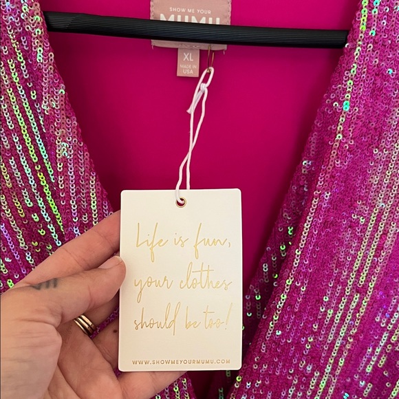 Show Me Your MuMu Pink Sequin Long Sleeve Dress - Picture 7 of 7